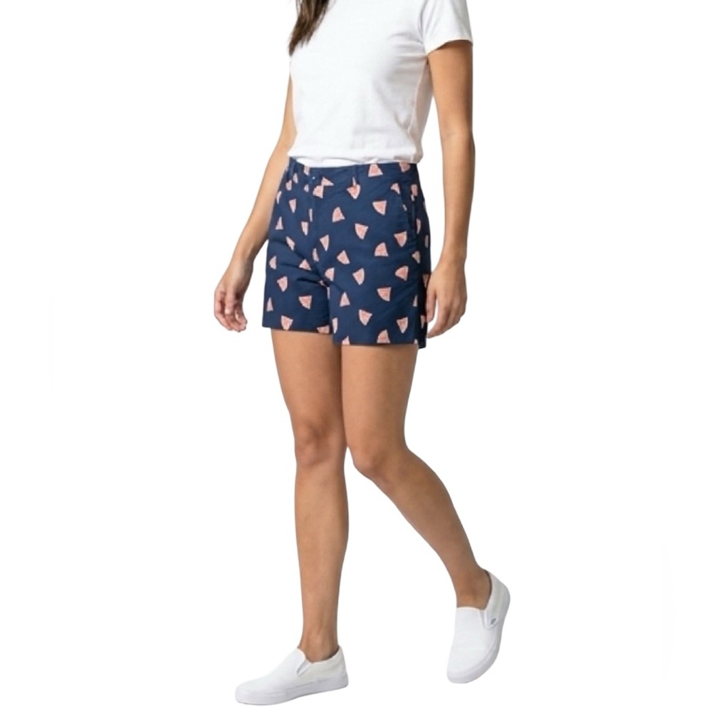 Caribbean Joe Navy Blue Preppy Shorts Watermelon Print NWT Size 14 19” Waist